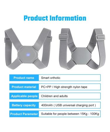 Smart Electric Posture Corrector for Adults & Kids | Adjustable Upper Back Brace with Vibration Reminder - Hunchback Correction in Gray - Buy Online on GoSupps.com