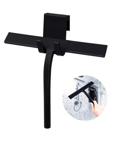 Shower Squeegee 11-Inch Black Silicone Scraper Stainless-Steel Core It is Suitable for Shower Glass Doors Window Glass Bathroom Car Windshield Heavy Duty Window Scrubber ( Silicone Hook)