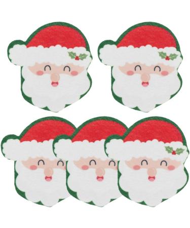 5pcs/Set Santa Claus Christmas Tree Christmas Stockings Shape Cleaning Sponge Rubs Reusable Sponge Cleaning Supplies White 4.33*4.13inch
