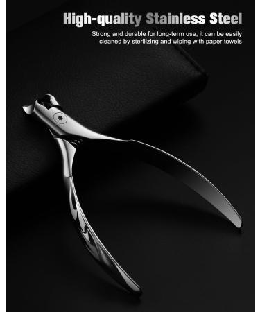 FERYES Wide Jaw Thick Toenail Clippers for Seniors - Precision Stainless Steel with Catcher for Thick Nails - Silver Finish - Buy Online on GoSupps.com