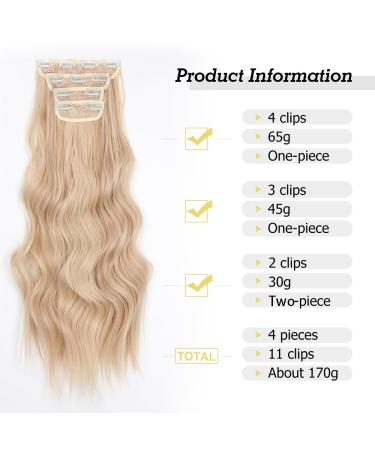 YDDM 20-Inch Clip-In Wavy Hair Extensions - Affordable Synthetic Hair Natural Look 4pcs for Women (613h22#) - Buy Online on GoSupps.com