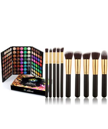 FantasyDay 120 colors highly pigmented warm natural durable shimmer eyes shadow palette with 10 high -quality eye brush brush set - Charming Eyeshadow Palette eye shadow beauty makeup kit #3