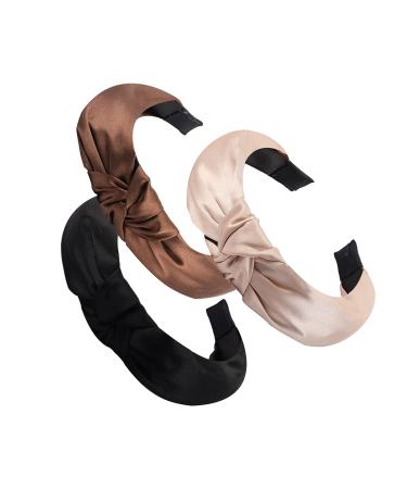 Manshui Satin Cross Knotted Headbands - Set of 3 | Hair Accessory for Daily Wear, Dating, Sports, and Makeup - Buy Online on GoSupps.com