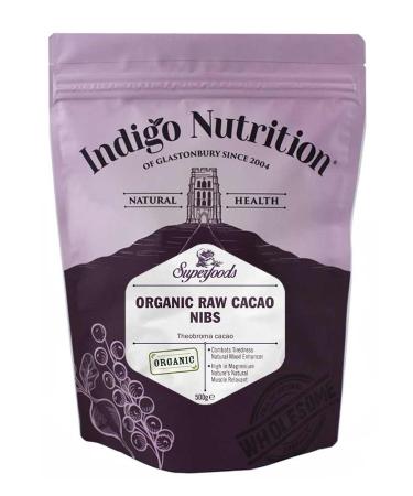 Indigo Herbs Rohe Bio Kakaonibs 500g | Vegane | Rein & GMO Frei 500 g (1Pack)