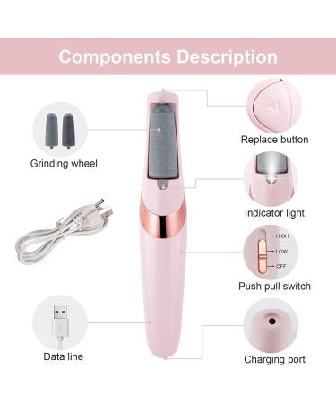 Electric Foot File Electric Foot Callus Remover USB Rechargeable Waterproof Hard Skin Remover Foot with 2 Rollers 2 Speed LED Light Professional Pedicure Tool for feet Cracked Heels - Buy Online on GoSupps.com