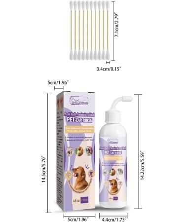Dog Ear Rinse Dog Ear Cleaner Solution & Infection Treatment for Dogs & Cats Dog Ear Wash Helps Removes Earwax Odor Stop Infections and Itching Contains 10 Cotton Swabs 118ml/4fl.oz - Buy Online on GoSupps.com