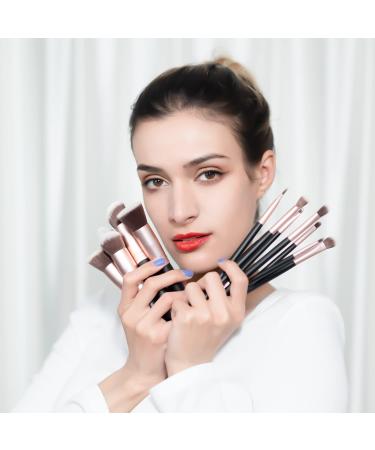 Mebsino 14 Pcs Professional Synthetic Makeup Brush Set - Foundation Blending, Face Powder, Blush, Concealer, Eye Cosmetics - Black Gold - Buy Online on GoSupps.com