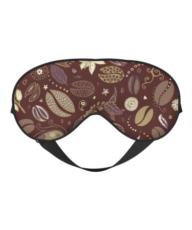 Coffee and Flowers Print Sleep Eye Mask Blindfold with Elastic Strap Headband Soft Eye Cover Eyeshade for Night Sleeping Travel