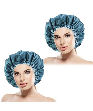 2 Pack Reversible Double Satin Silk Bonnet for Sleeping - Extra Large Blue - Buy Online on GoSupps.com
