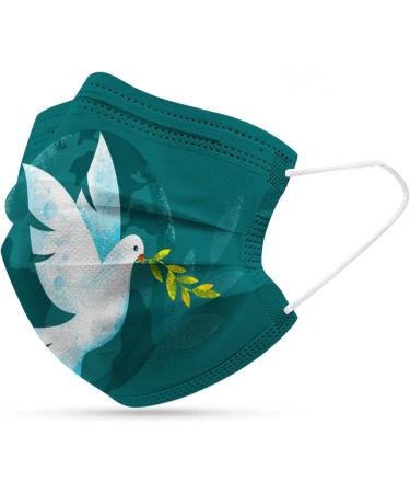 50pcs Colorful 3-Layer Mouth Protection with World Peace Pigeon Motif | Breathable Cloth Bandana for Men & Women - International Shipping - Buy Online on GoSupps.com