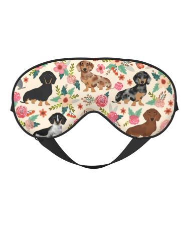 Sleep Eye Mask Dachshund Sausage Dogs Pink Flowers Print Eye Mask with Adjustable Strap for Sleeping Eye Sleep Shade Cover Blocks Light Reduces Puffy Eyes Gifts Dachshund Sausage Dogs Pink Flowers Print 1 Count (Pack of 1)