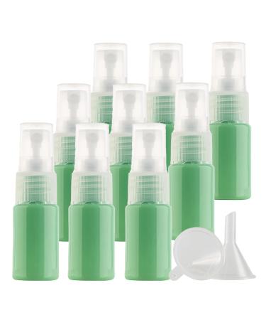 TIANZD 12 Pieces 10ml 0.3 oz Lightproof Light Green Spray Bottles Plastic Fine Mist Spray Bottles Refillable Bottle for Cosmetic Perfume Cleaning Travel with 1x Funnels Light Green 10ml