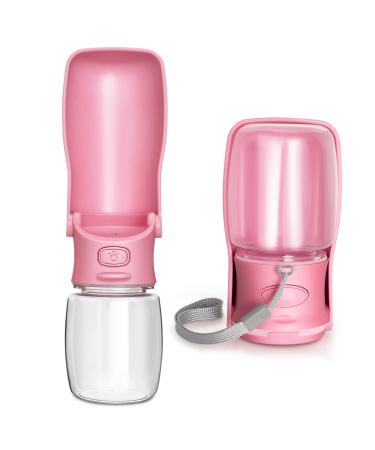 Rainpal foldable dog water bottle - 12oz leak proof portable pet water bottles |Dog travel water bottle for hiking hiking travel outdoor pet dispenser bottle |BPA-free plastic (pink) pink