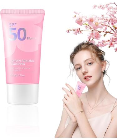 Japan Sakura Sunscreen, Japan Sakura Sunscreen Spf 50, Japan Sakura Essence Cream, Japanese Sakura Sunscreen, Face Sunscreen, Breathable (1 pcs)