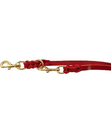Premium Dog Liner Fat Leather Brass - Adjustable 2.40m x 15mm for Small & Large Dogs - Red - Buy Online on GoSupps.com