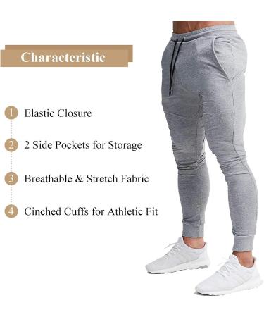 Waterwang Men's Slim Jogger Pants - Tapered Athletic Sweatpants | Light Gray - Size Small - Buy Online on GoSupps.com