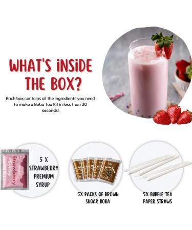 Tealise Instant Marbling Bubble Tea Kit DIY Boba/Bubble Tea Ready in 30 Seconds 5 Serving (Strawberry) Syrup-based Vegan - Buy Online on GoSupps.com