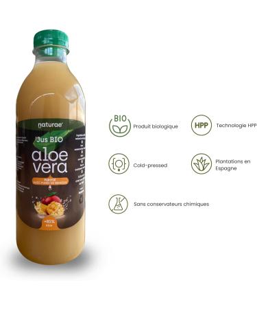 NATURAE Organic Aloe Vera Juice with Mango - 1 unit of 1000 ml (1)- Aloe Vera drink with pieces - Buy Online on GoSupps.com