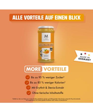 MORE NUTRITION Moremelade - 4x240g Apricot Light Fruit Spread | Buy Internationally - Buy Online on GoSupps.com