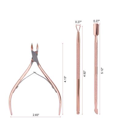 3-Piece Nail Skin Pliers Set Stainless Steel Cuticle Nipper & Remover for Fingernails & Toenails in Rose Gold | Mwoot Cuticle Trimmer with Pusher & Peeler - Buy Online on GoSupps.com