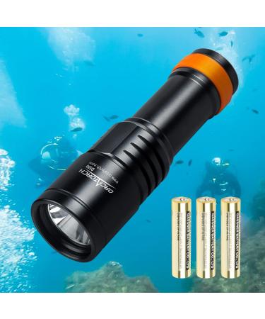 ORCATORCH D580 Scuba Dive Light, Max 530 Lumens Underwater Flashlight with 6 Degrees Narrow Beam, IP68 Waterproof Twist Switch Night Dive Torch, 3 AAA Batteries Included