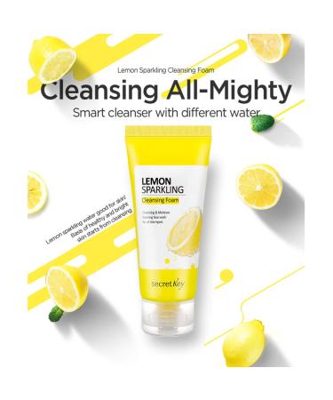 SECRETKEY Lemon Sparkling Cleansing Foam 200g - Deep Cleansing Facial Cleanser - Buy Online on GoSupps.com