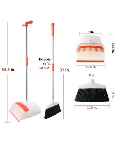 Broom and Dustpan Set - Heavy Duty Upright Standing Dust Pan with Extendable Broomstick - Easy Assembly for Home, Kitchen, Office - No More Tears Design - Buy Online on GoSupps.com