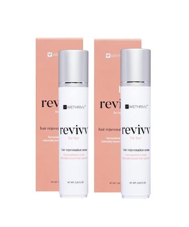 REVIVV Women Hair Growth Serum 2-Pack - 100% Natural Hair Loss Treatment for Fuller Hair - Dermatologist Recommended - 90-Day Supply - Buy Online on GoSupps.com