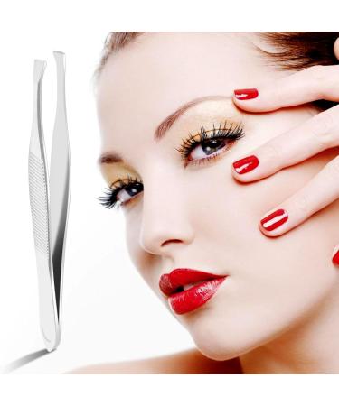 Tweezers for eyebrows depilatory tip carbon steel inclined 9 cm Color Silver - Buy Online on GoSupps.com