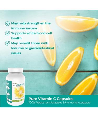 Vegan Life Nutrition - Pure Vitamin C Supplement - Gluten-Free Non-GMO - Immune Support and White Blood Cell Health - 120 Capsules - Buy Online on GoSupps.com