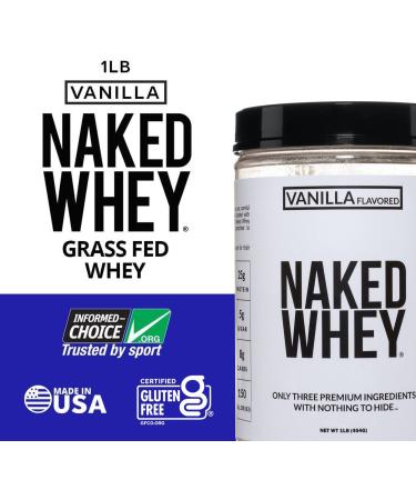 Naked Vanilla Whey Protein 1LB - All Natural Grass Fed Protein Powder with Vanilla & Coconut Sugar - GMO-Free, Soy Free, Gluten Free - Muscle Growth & Recovery - 12 Servings, 1 Pound - Buy Online on GoSupps.com