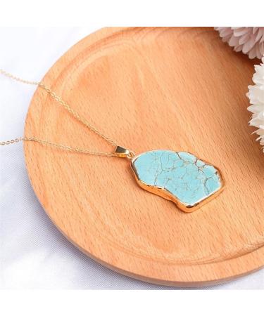 JEVLUH Raw Turquoise Choker Necklace | Boho Coral Stone Statement Jewelry | Irregular Shape Design - Buy Online on GoSupps.com