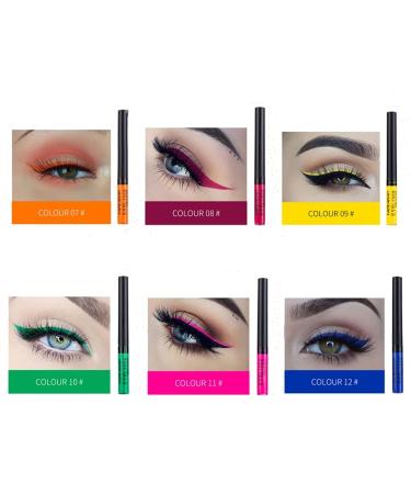 Beauty Searcher Set of 12 Colors Matte Liquid Eyeliner Colorful Waterproof Smudgeproof Durable Matte Eyeliner Clear Eyeliner Highly Pigmented Makeup Eyeliner Pen Kit - Buy Online on GoSupps.com