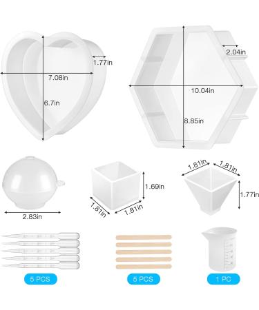 Resin Molds Silicone Kit - 8-in-1 Large Molds for Epoxy Resin - Ideal for Flowers Preservation - Includes Hexagon, Heart, Sphere, Pyramid, Cube, and Tools - Buy Online on GoSupps.com