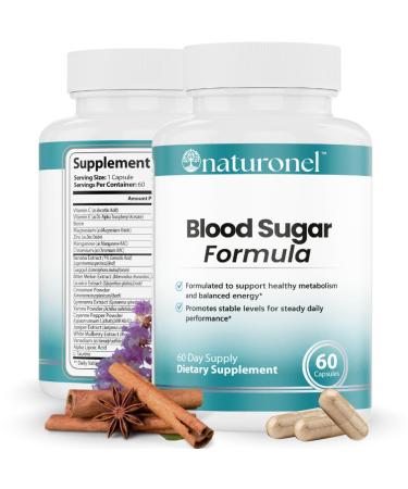 Naturonel Blood Sugar Formula Metabolic Support with Cinnamon Banaba Bitter Melon Guggul Licorice Gymnema Juniper Alpha Lipoic Acid & Chromium | Made in USA GMP Certified
