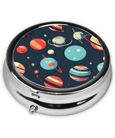 Outer Space Planet Portable Round Pill Box - Lightweight Moisture-Proof Vitamin Organizer | Perfect for Travel & Daily Use - Buy Online on GoSupps.com