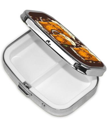 Beer Printing 2 Compartment Small Pill Case - Cute Travel Pill Box Organizer for Pocket & Purse Gifts - Buy Online on GoSupps.com