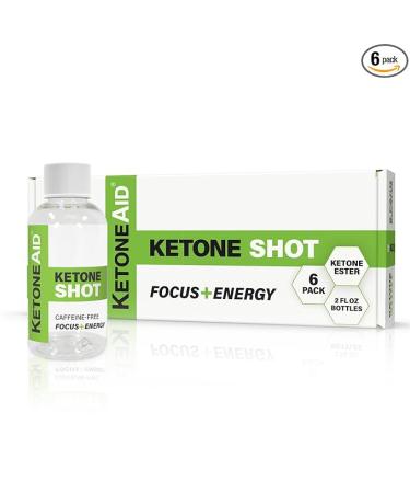 KetoneAid Ketone Shot | Ketone Ester Energy | No Sugar, No Caffeine | 2 Serv. Per Bottle (6 Count)