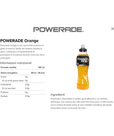  CAIYA 6 x Powerade Orange Energy Drinks for Athletes with Orange Flavour and Low Calorie 500 ml 6 Bottles  - Buy Online on GoSupps.com