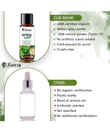  KANZY HAIR AND BEAUTY Kanzy Cold Pressed Castor Oil 10ml - Pure Castor Oil for Eyelashes Eyebrows Hair Beard Skin and Nails - Buy Online on GoSupps.com