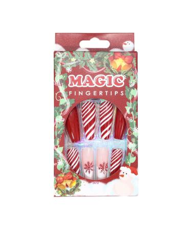 Brishow Christmas Press-On Nails - 24 Red Artificial Long Snow Nails for Women & Girls | Festive Holiday Nail Art - Buy Online on GoSupps.com