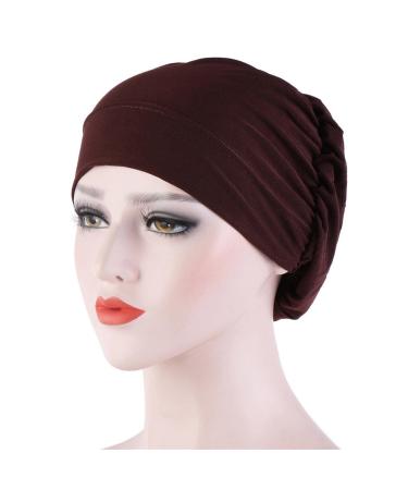 XUEQI Fashion Hair Bonnet Sleep Cap for Women Muslim Soft Head Headwear India Hat Turban Wrap Cap Brown