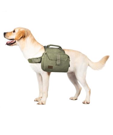OneTigris Dog Pack Hound Travel Camping Hiking Backpack Saddle Bag Rucksack for Medium & Large Dog (Ranger Green, Large) Large Green