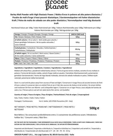 Grocer Planet - Diastatic Malt Flour (500g) | Barley Malt Flour with High Diastatic Power | Ideal for Bread Making | Made in - Buy Online on GoSupps.com