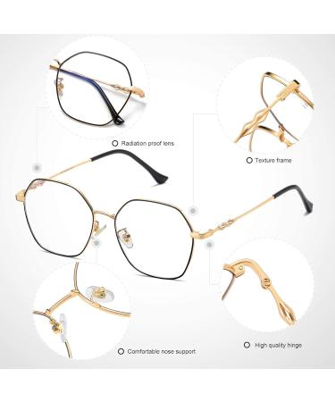Duco Blue Light Filter Glasses for Women - Anti-UV Protection Computer & TV Glasses Stylish Black Gold Design - Buy Online on GoSupps.com