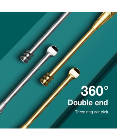 SSWERWEQ Ear wax removal tool Double End Ear Pick 360 Cleaning Three Ring Ear Wax Removal Ear Remover Cleaner Stainless Steel Spoon Ear Care Tools (Color : Silver) - Buy Online on GoSupps.com