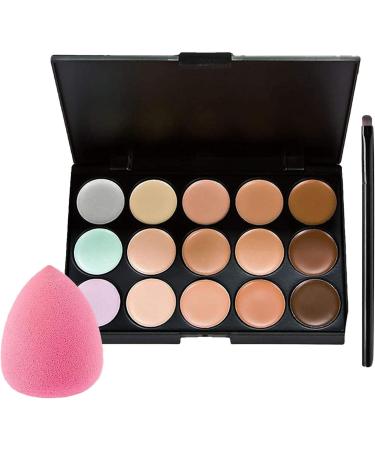 Joberio Color Concealer Palette | 15 Color Moisturizing Cream Palette 15 Color Ultra Contours Kit-Face Contouring and 1 Makeup Brush and 1 Puff Egg - Buy Online on GoSupps.com
