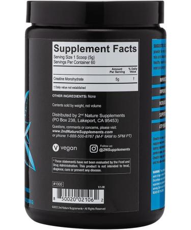 2nd Nature Creatine Monohydrate - Micronized Powder Unflavored 300g - Boost Muscle Energy Strength & Recovery - International Shipping Available - Buy Online on GoSupps.com