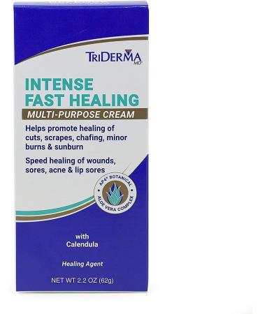 TriDerma Intense Fast Healing Cream for Cuts, Scrapes, Sores, Chafing, Burns & Sunburn - 2.2 oz Tube - Buy Online on GoSupps.com