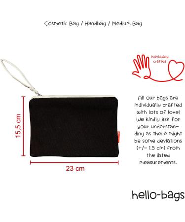 Hello Bags: Stylish Cotton Make-up Bag & Wristlet Handbag | 100% Real | Ecru & Black | Gift-Ready - Buy Online on GoSupps.com